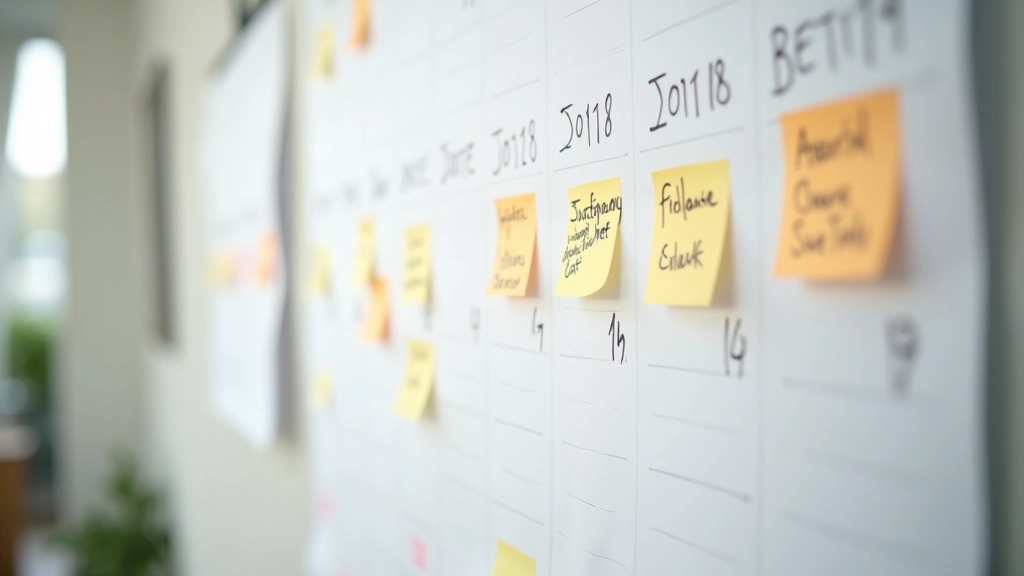 Calendrier mural avec des objectifs marqués pour chaque semaine