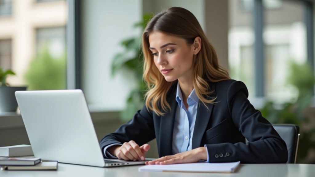 Femme travaillant sur son développement personnel à un bureau moderne